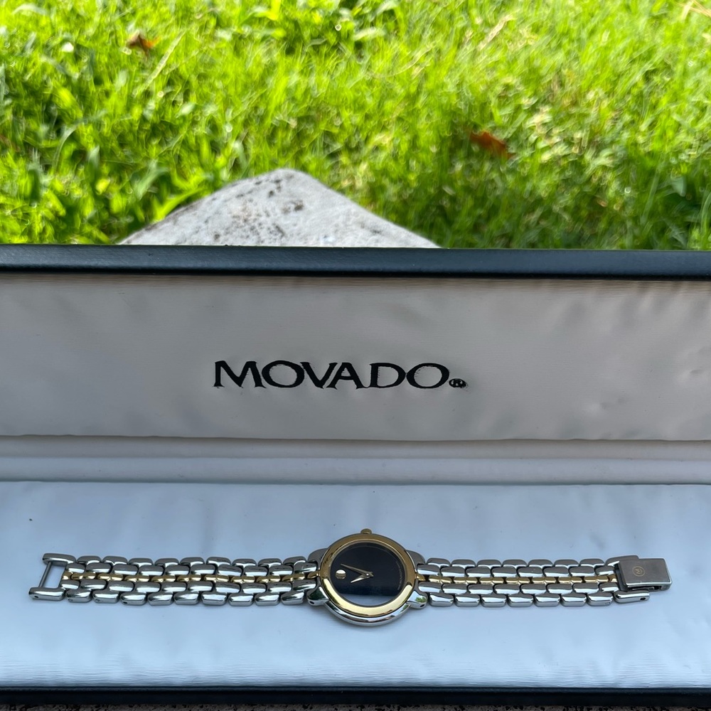 MOVADO Museum 26mm Ladies Two Tone Watch Stainless Steel/Gold Plated